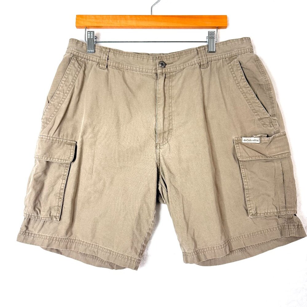 COLUMBIA Cotton Outdoor Travel Gorpcore 8" Cargo Shorts Mens 34 Brown